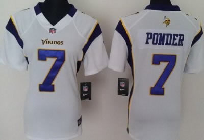 women NEW minnesota vikings 7 christian ponder white jerseys