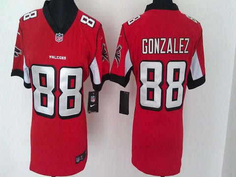 women NEW nfl atlanta falcons 88 tony gonzalez red jerseys