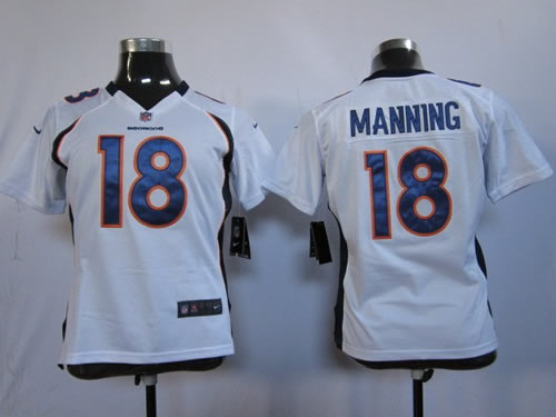women NFL denver broncos 18 peyton manning white game jerseys