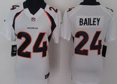 women NEW NFL denver broncos 24 champ bailey white jerseys