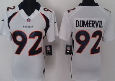 women NEW NFL denver broncos 92 elvis dumervil white jerseys