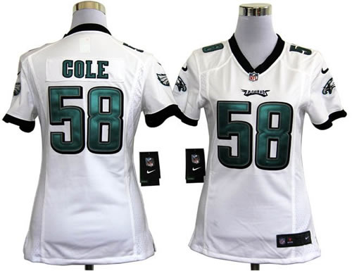 women NEW philadelphia eagles 58 trent cole white jerseys