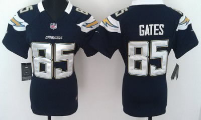 women NEW san diego chargers 85# antonio gates dark blue jerseys