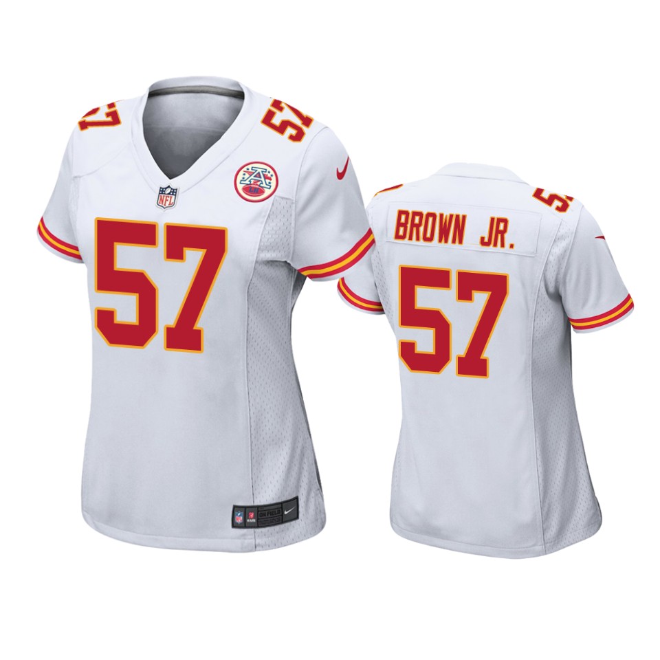 women orlando brown jr. chiefs game white jersey