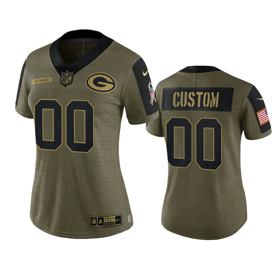 women packers custom olive limited 2021 salute to service jersey