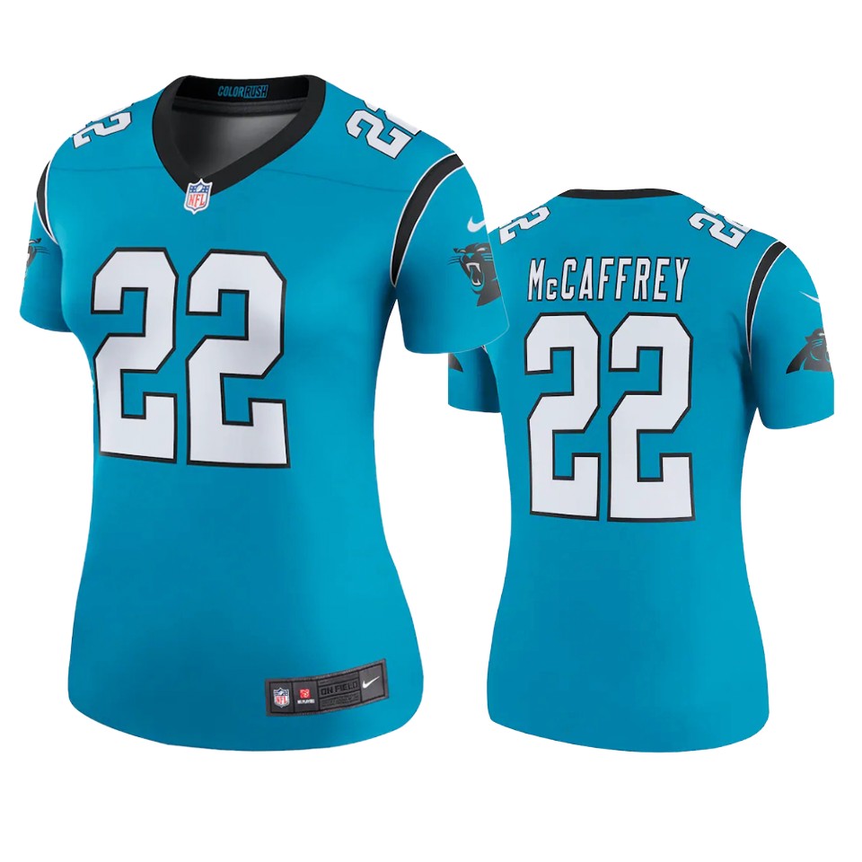 women panthers christian mccaffrey blue color rush legend jersey