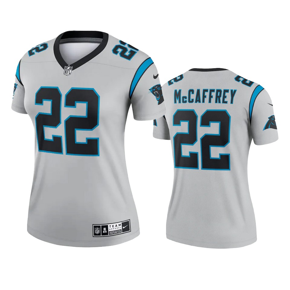 women panthers christian mccaffrey silver inverted legend jersey