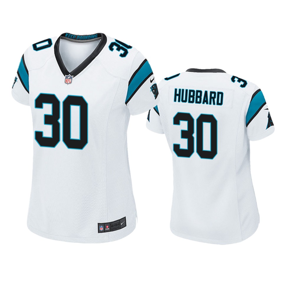 women panthers chuba hubbard white game jersey