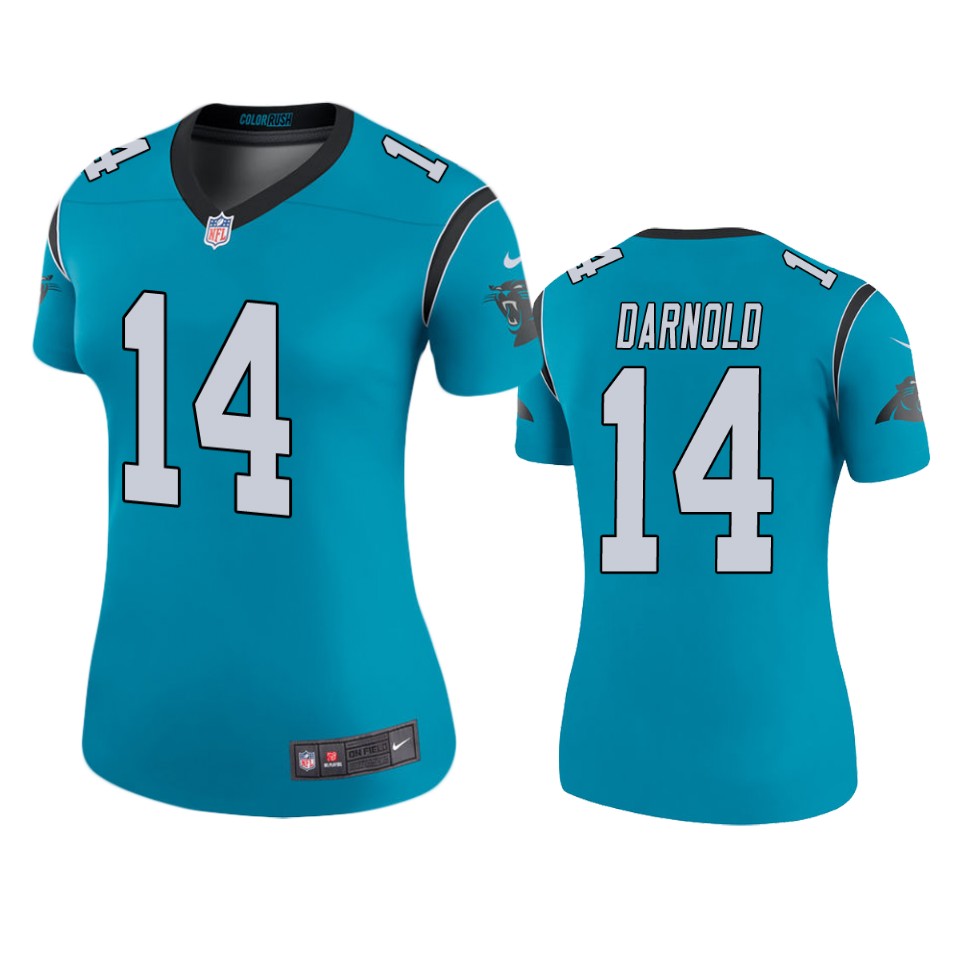 women panthers sam darnold blue color rush legend jersey