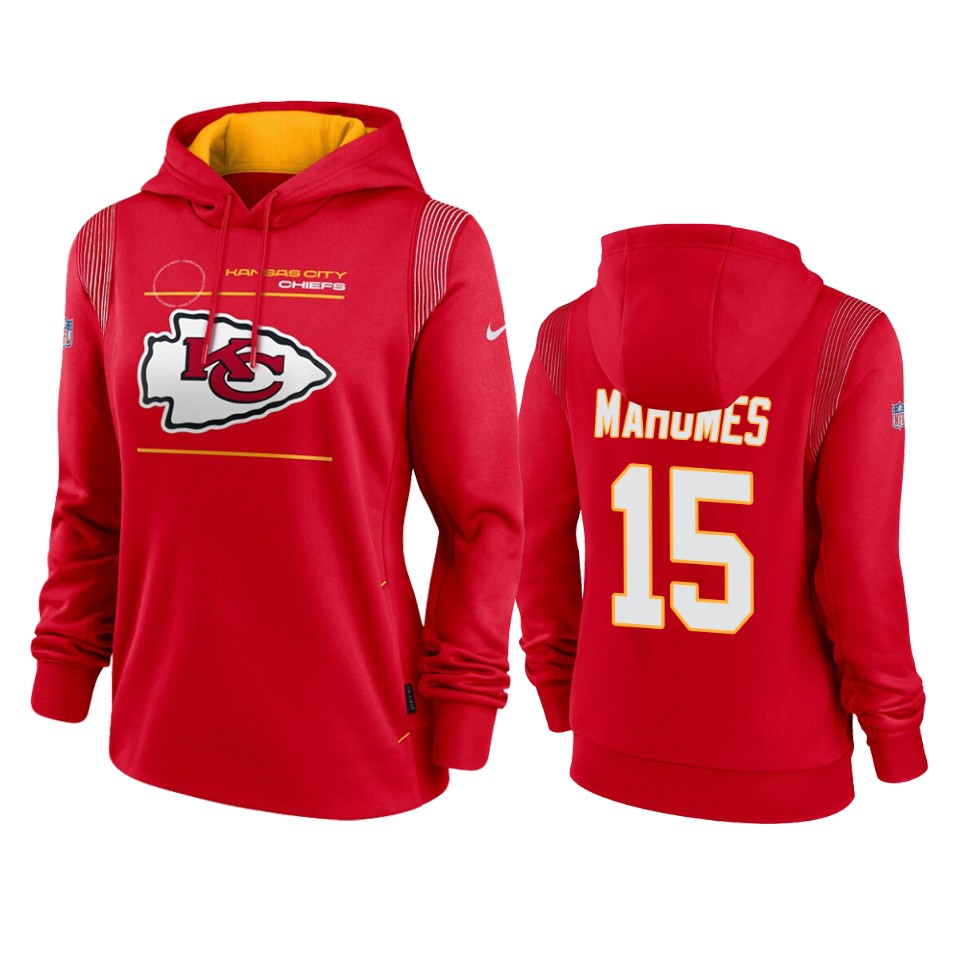 women patrick mahomes chiefs red sideline performance pullover hoodie