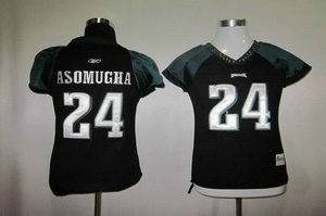 women philadelphia eagles 24 asomugha black color jersey