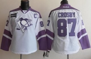 women pittsburgh penguins 87 sidney crosby fights cancer hockey jersey white
