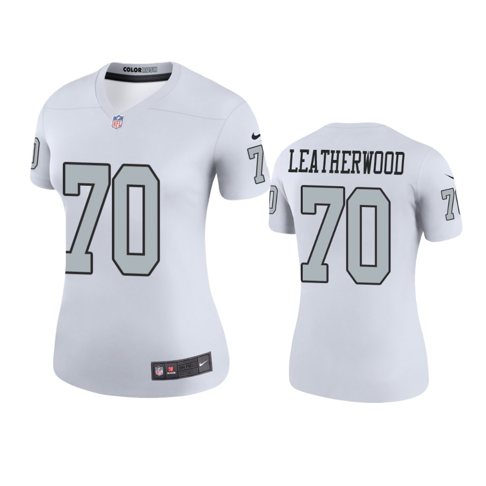 women raiders alex leatherwood white color rush legend jersey