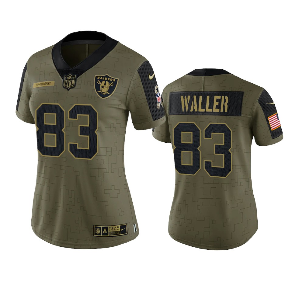 women raiders darren waller olive limited 2021 salute to service jersey