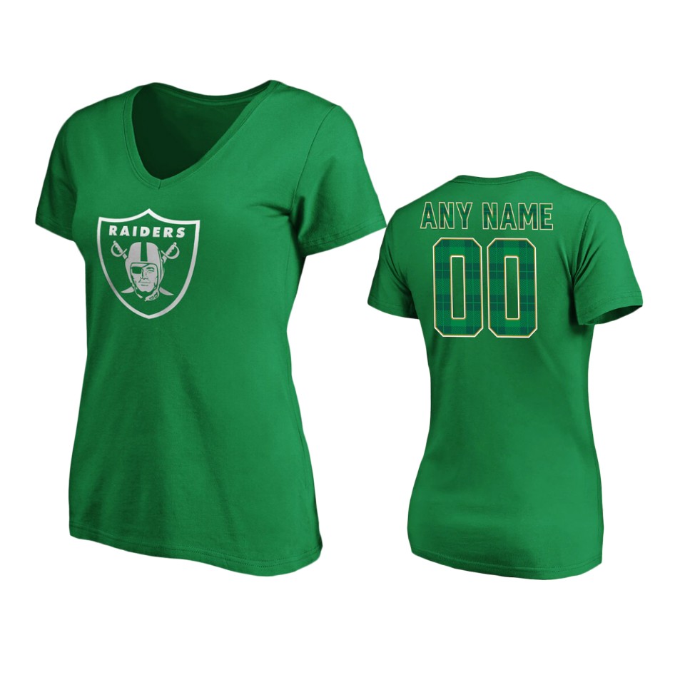 women raiders green st. patrick's day emerald plaid t shirt