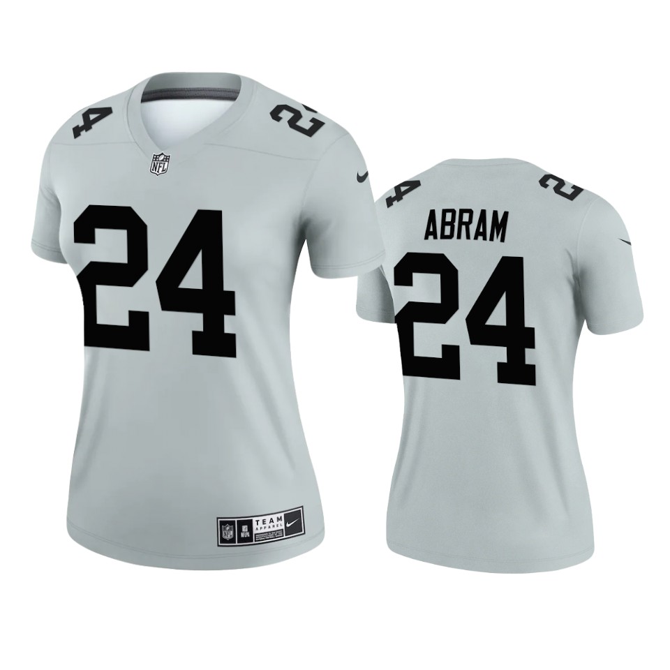 women raiders johnathan abram silver inverted legend jersey