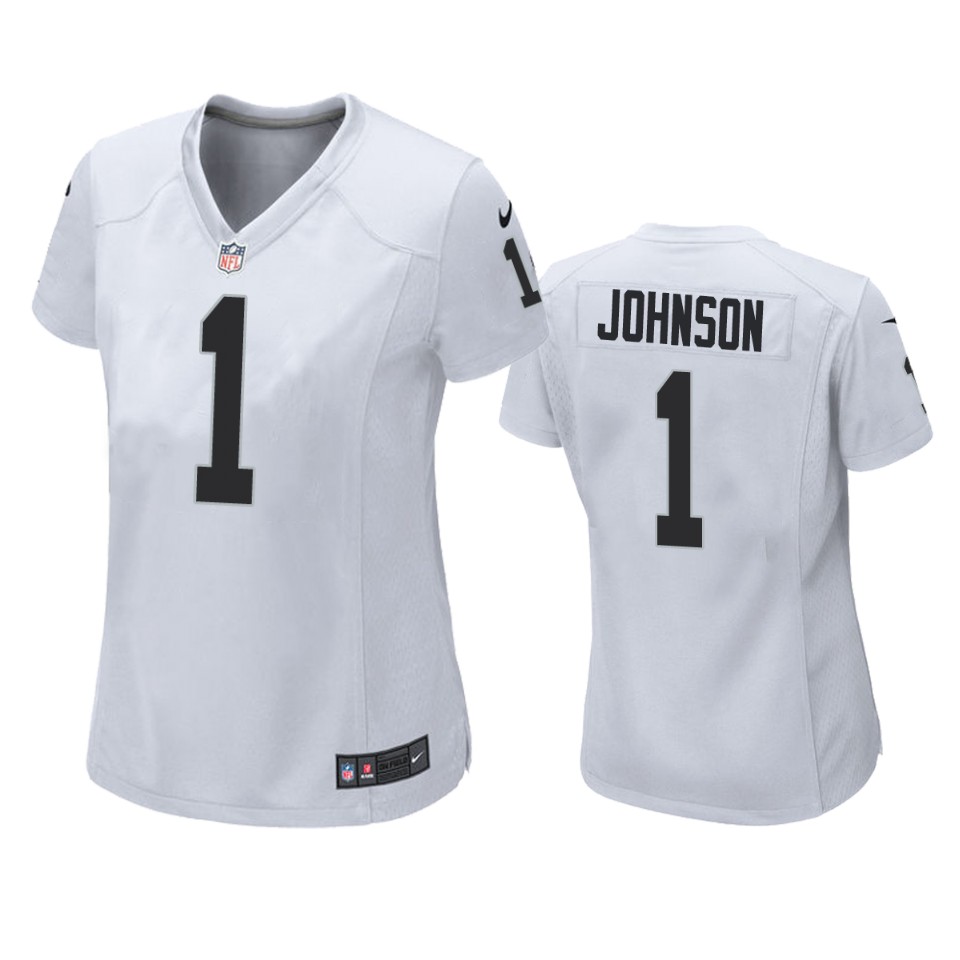 women raiders johnson game white jersey