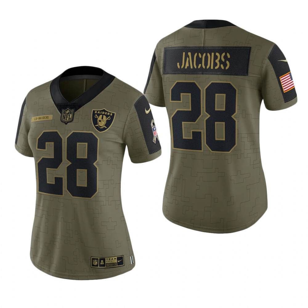 women raiders josh jacobs olive limited 2021 salute to service jersey
