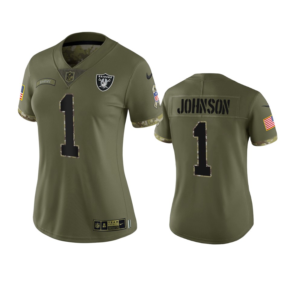 women raiders tyron johnson olive limited 2022 salute to service jersey