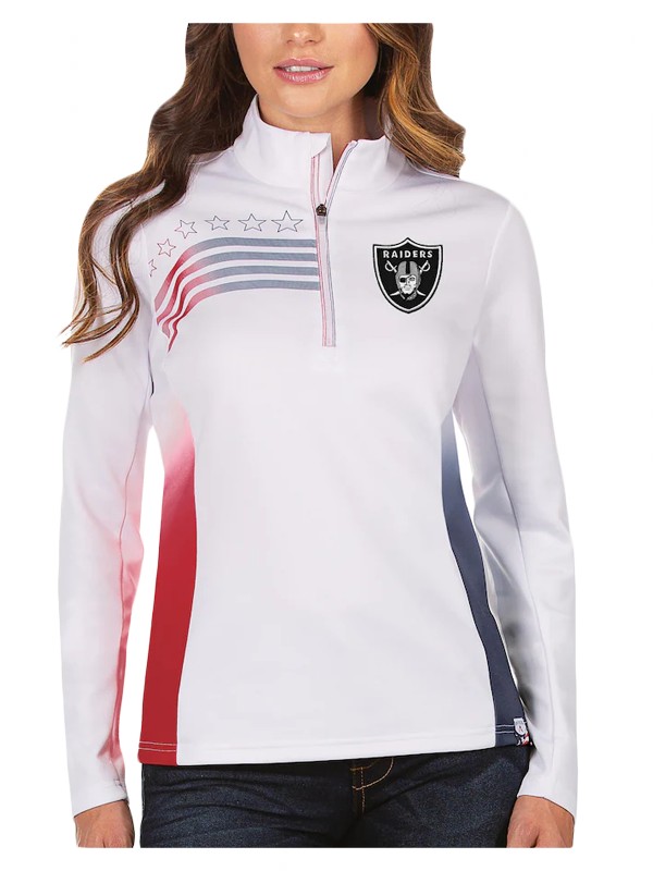 women raiders white liberty quarter zip pullover jacket