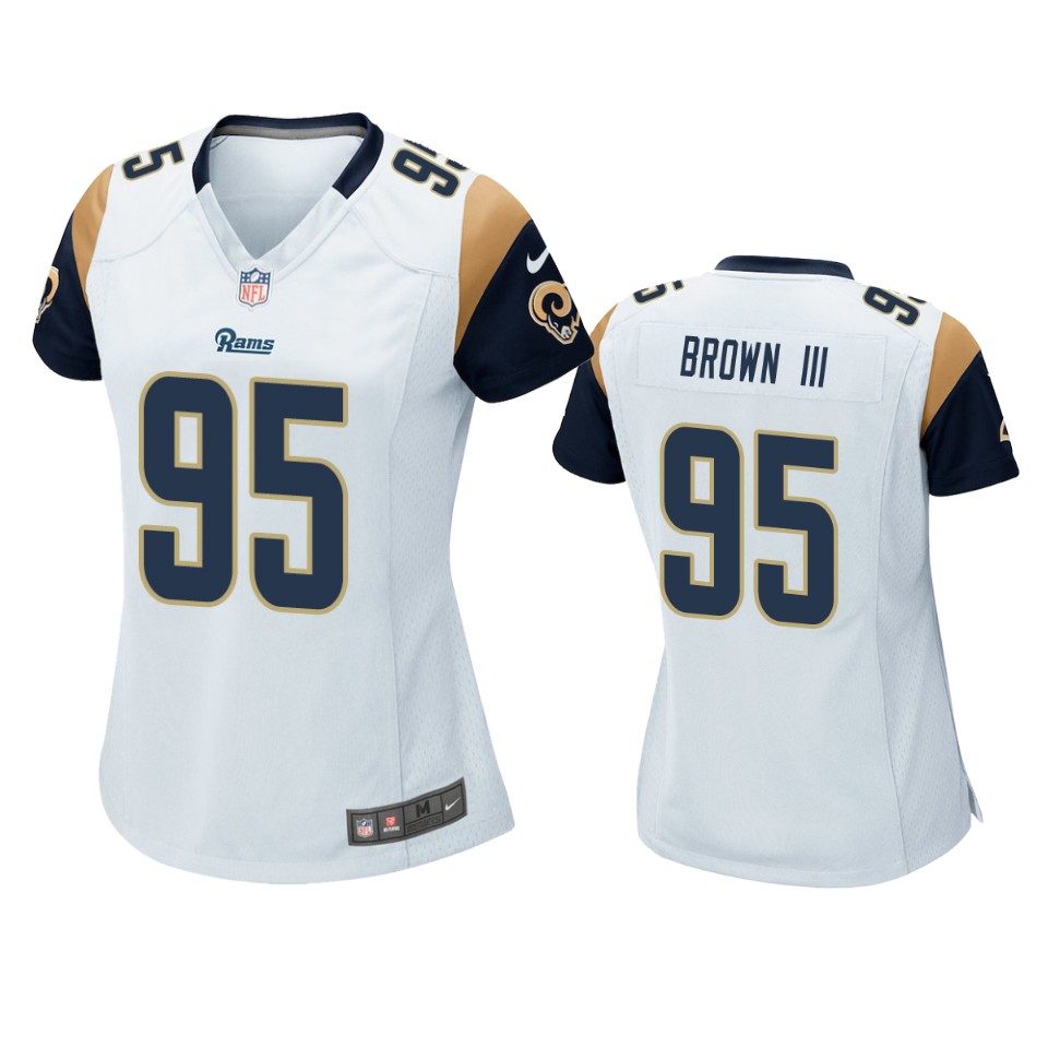 women rams bobby brown iii white game jersey