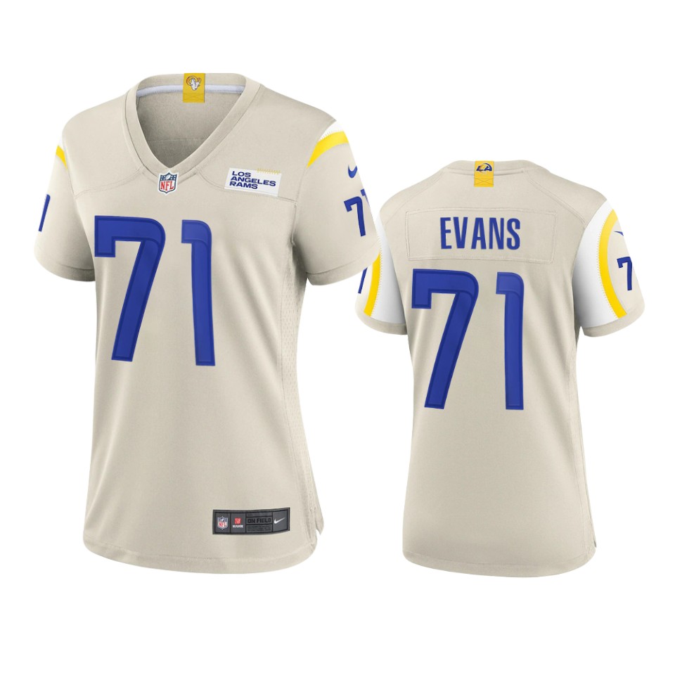 women rams bobby evans bone 2020 game jersey