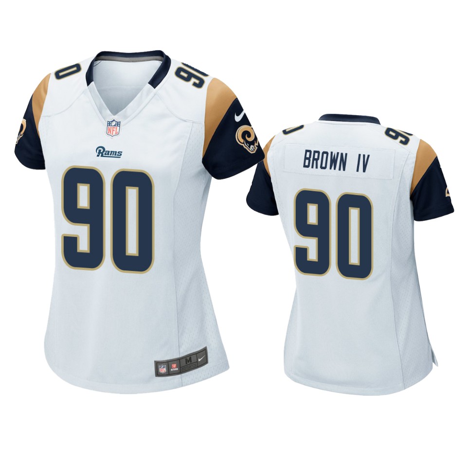 women rams earnest brown iv white game jersey