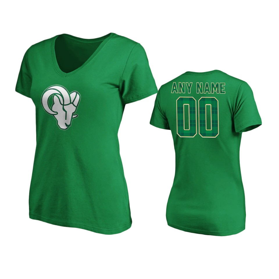 women rams green st. patrick's day emerald plaid t shirt