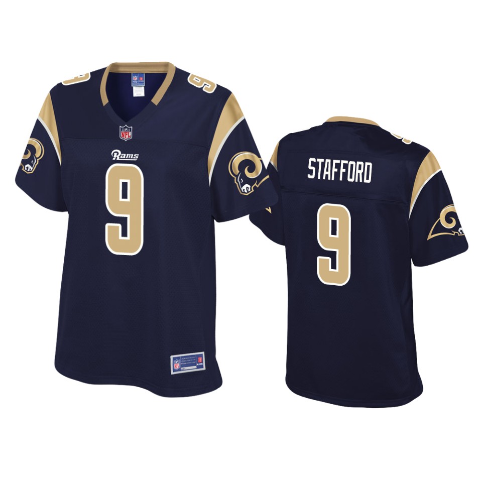 women rams matthew stafford navy pro line jersey