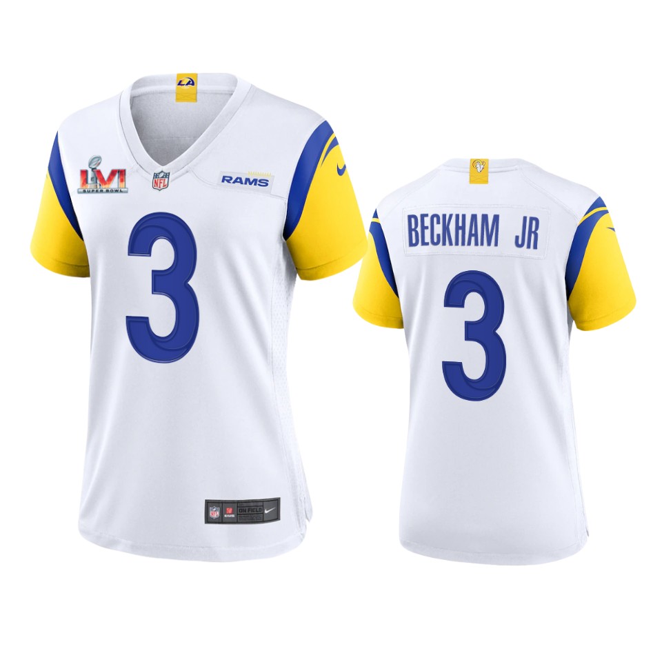women rams odell beckham jr. white super bowl lvi champions game jersey