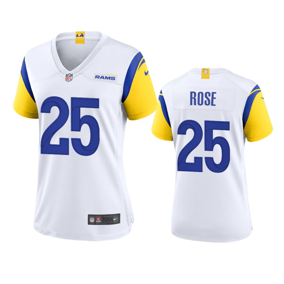 women rams rose alternate game white jersey