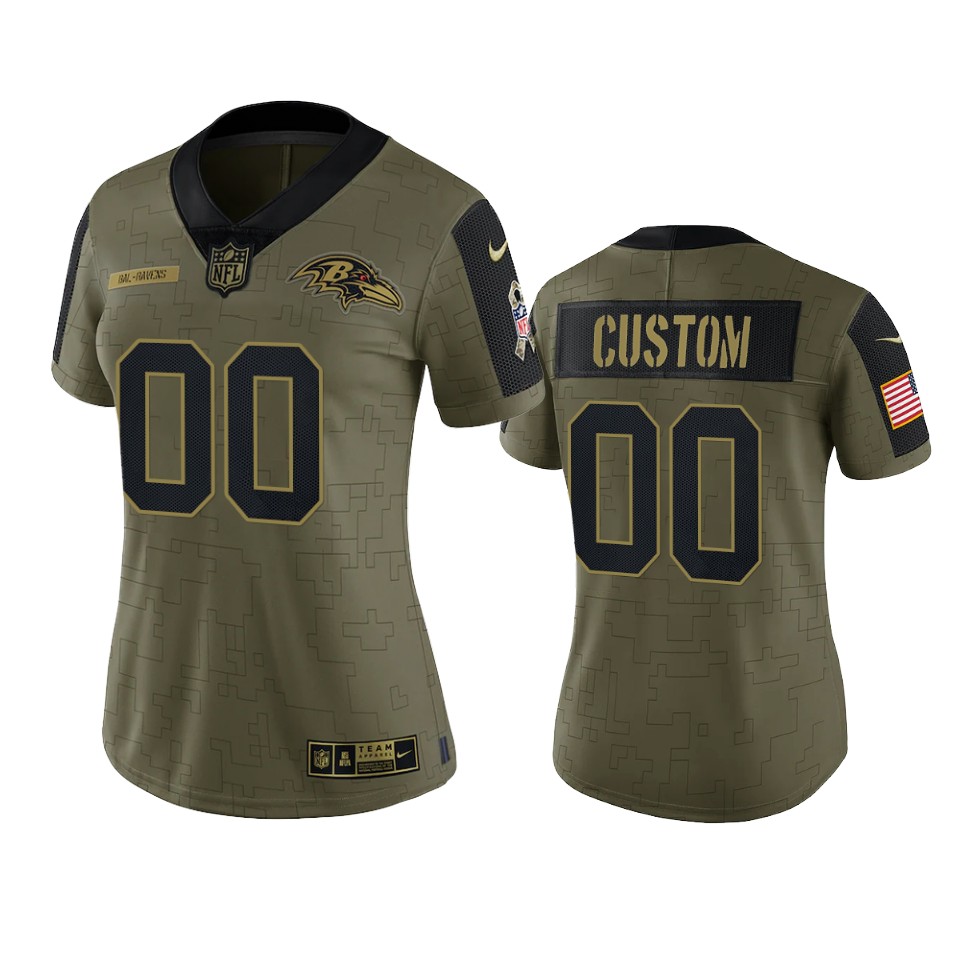 women ravens custom olive limited 2021 salute to service jersey