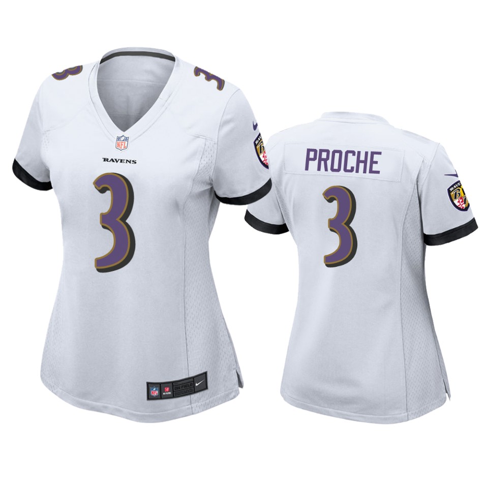 women ravens james proche game white jersey