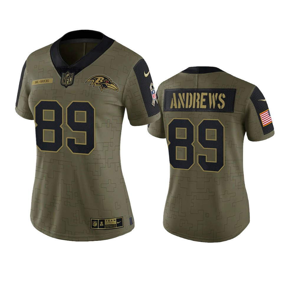 women ravens mark andrews olive limited 2021 salute to service jersey
