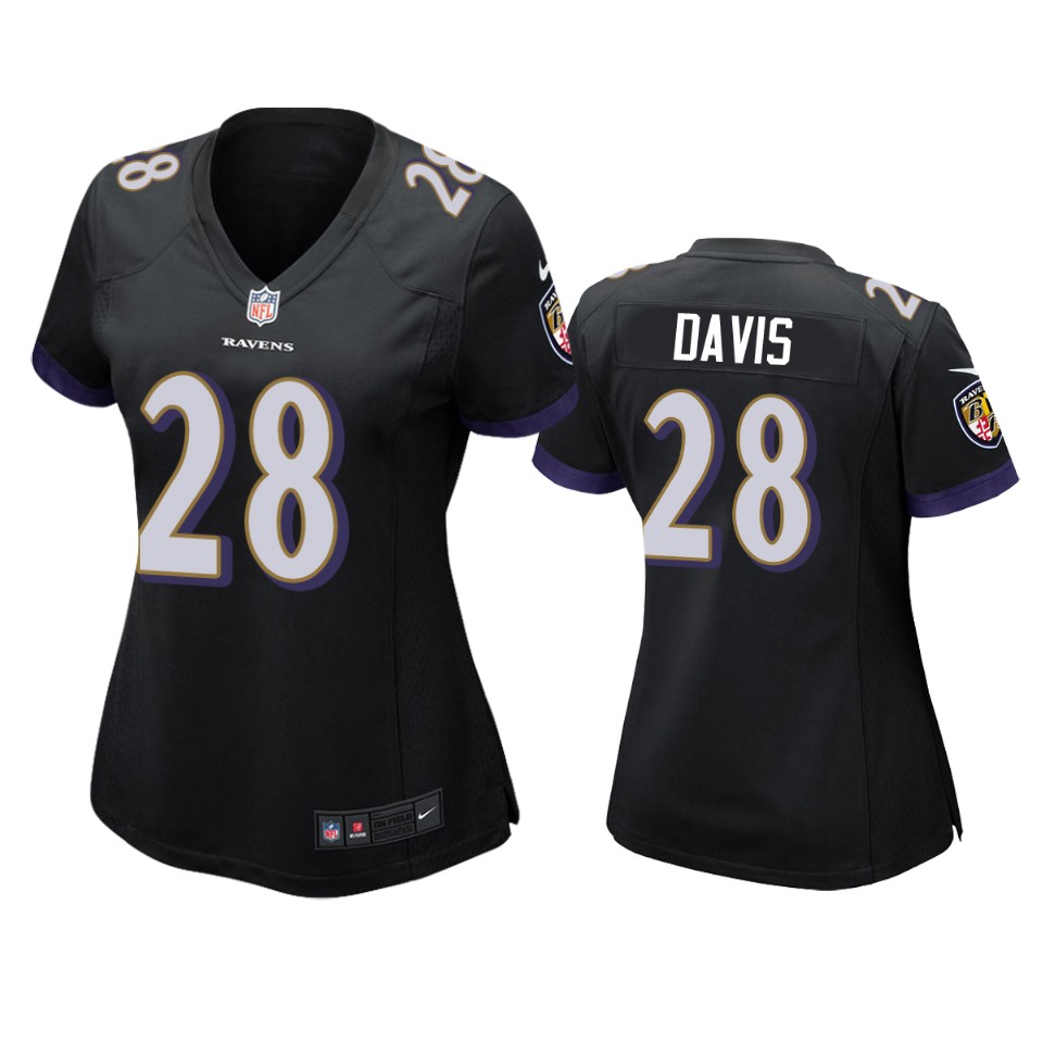 women ravens mike davis game black jersey