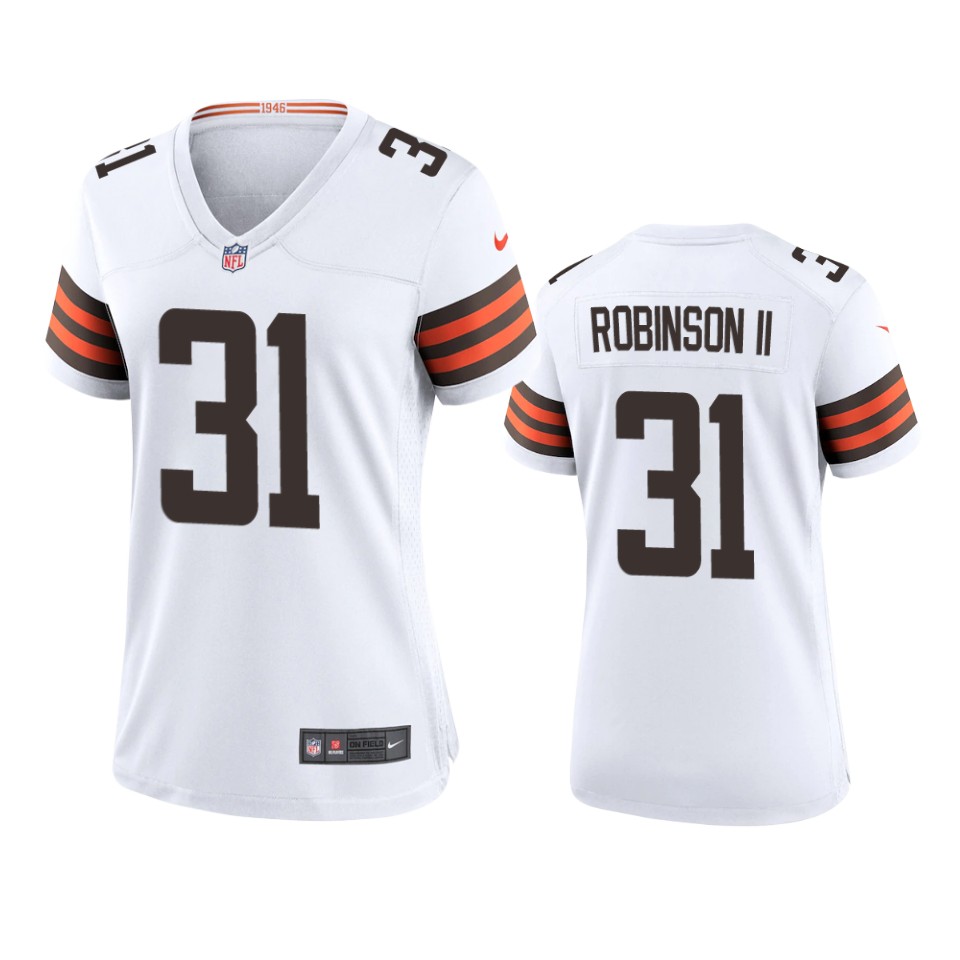 women reggie robinson ii browns game white jersey