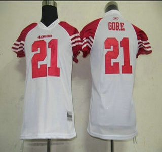 women san francisco 49ers 21 gore white women field flirt fashion jersey