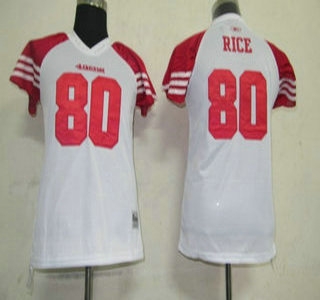 women san francisco 49ers 80 rice white women field flirt fashion jersey