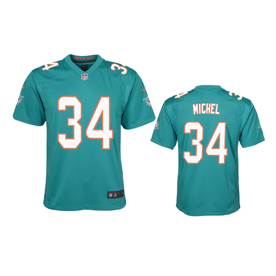 women sony michel dolphins game aqua jersey 0a