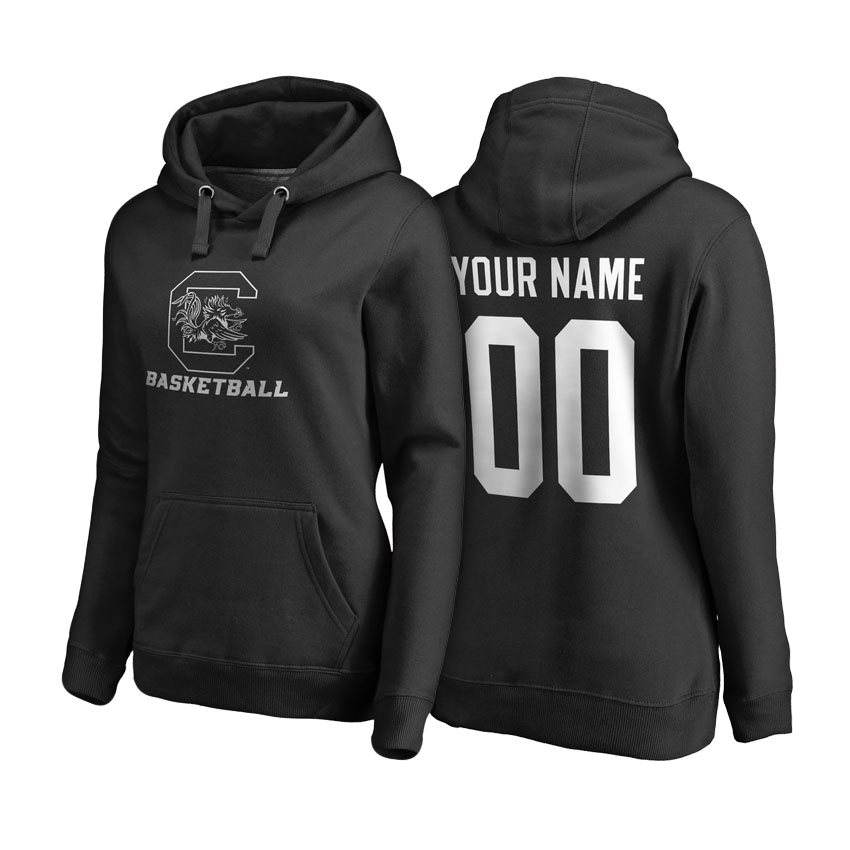women south carolina gamecocks black custom name and number basketball hoodie