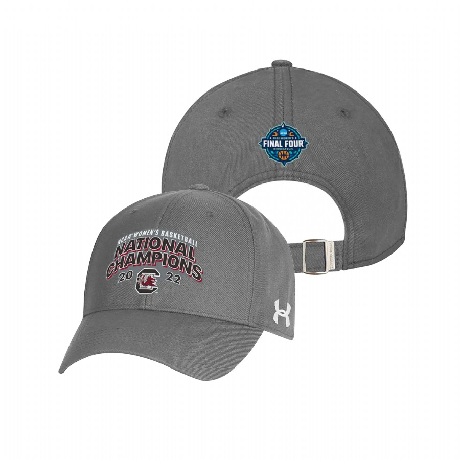 women south carolina gamecocks gray 2022 ncaa women's basketball national champions locker room adjustable hat