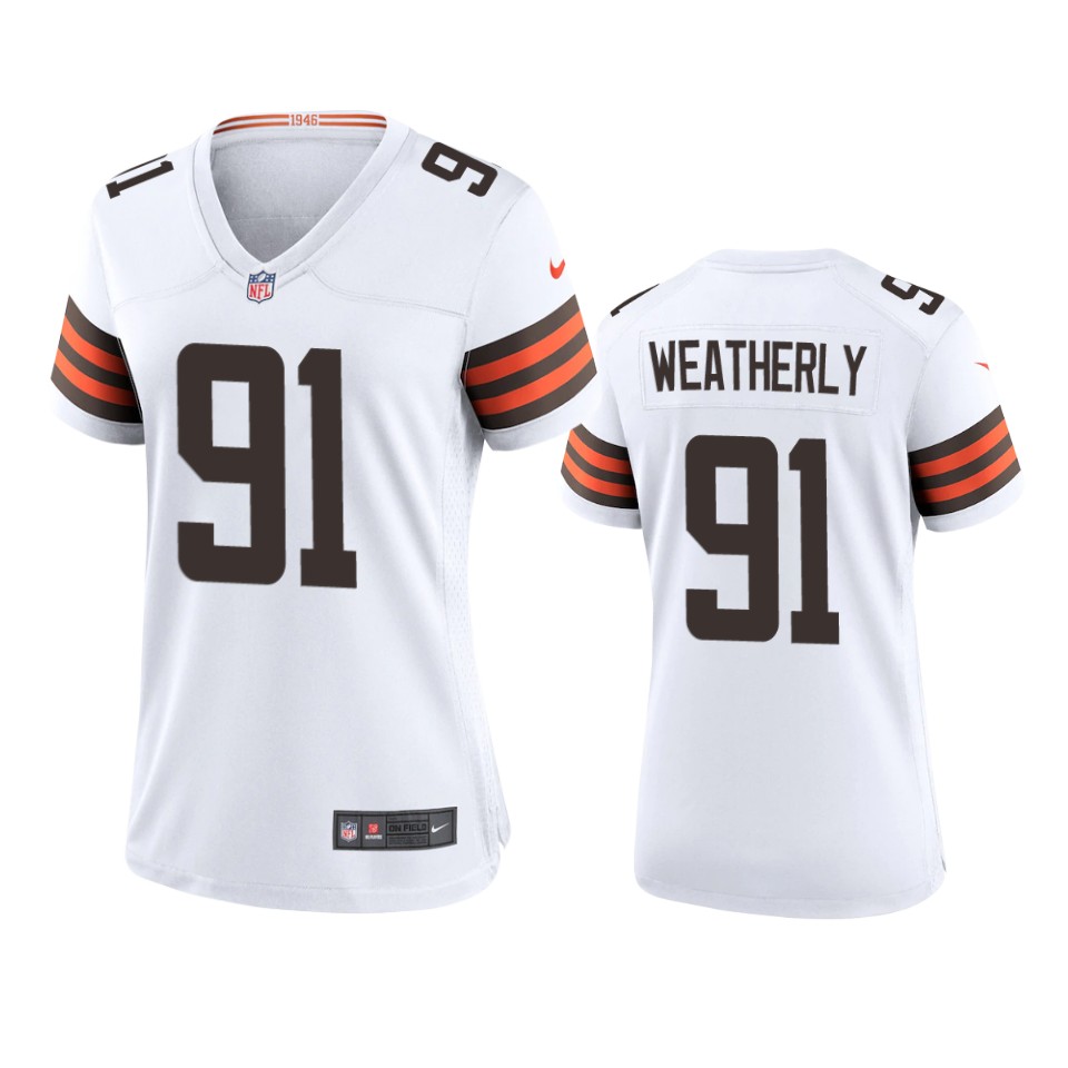 women stephen weatherly browns game white jersey