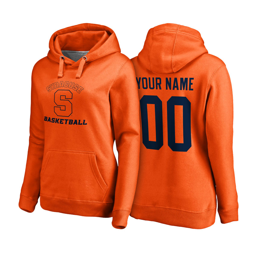 women syracuse orange orange custom name and number basketball hoodie