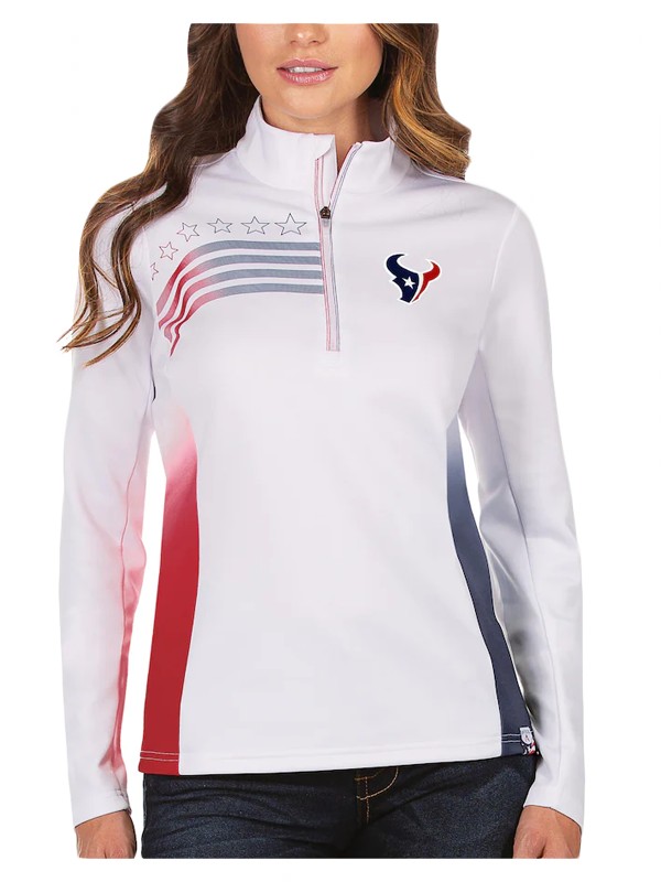 women texans white liberty quarter zip pullover jacket
