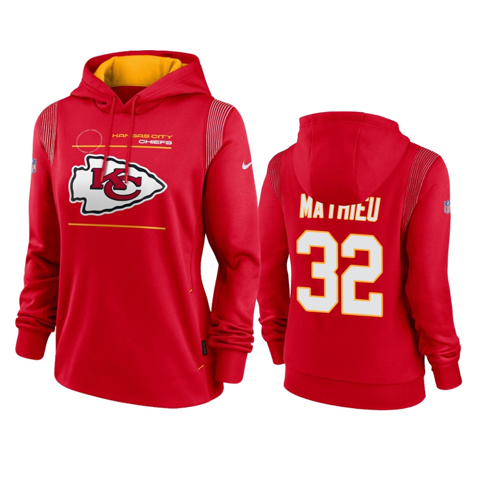 women tyrann mathieu chiefs red sideline performance pullover hoodie