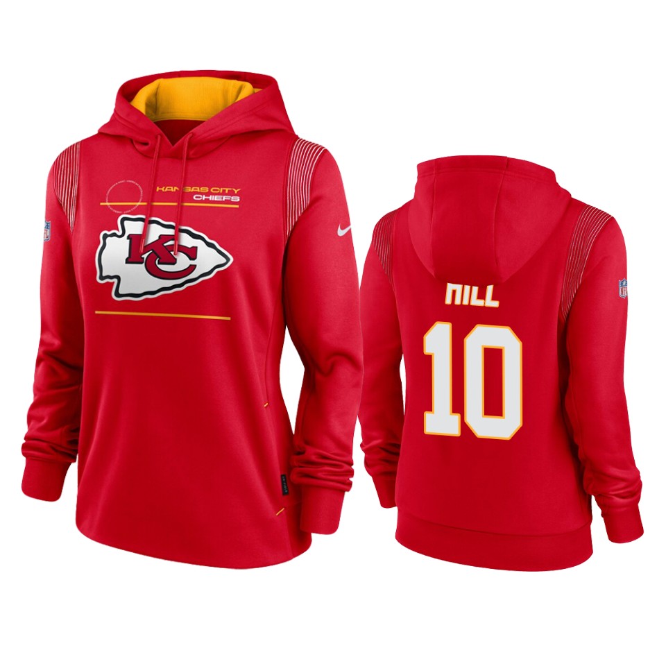women tyreek hill chiefs red sideline performance pullover hoodie