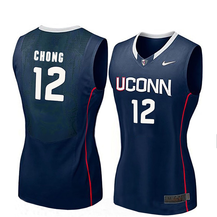 women uconn huskies navy 12 saniya chong ncaa basketball player name and number jersey
