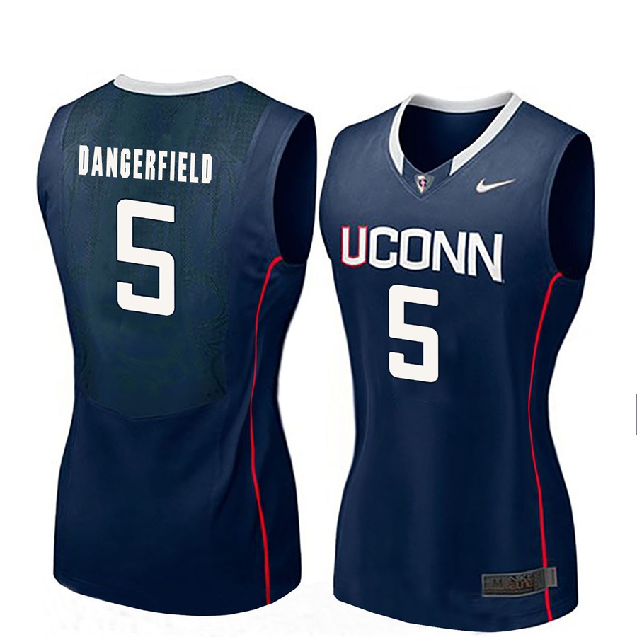 women uconn huskies navy 5 crystal dangerfield ncaa basketball player name and number jersey