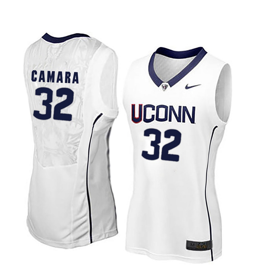 women uconn huskies white 32 batouly camara ncaa basketball player name and number jersey