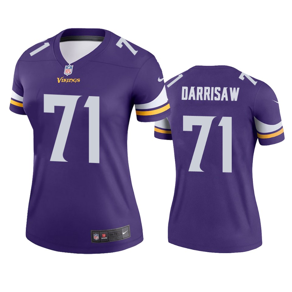 women vikings christian darrisaw purple legend jersey